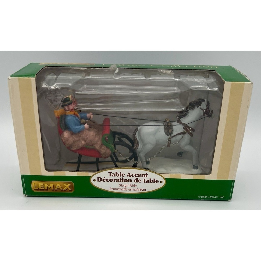 LEMAX Sleigh Ride Couple White Horse #63571 Table Accent New Boxed